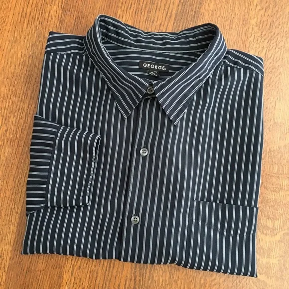 George | Shirts | Big Tall Navy White Dress Shirt | Poshmark